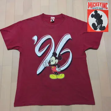미키마우스 티셔츠 1996년 버건디 71 56