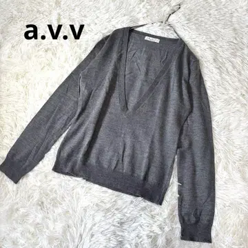 A.v.v V넥 가디건 그레이 울100%