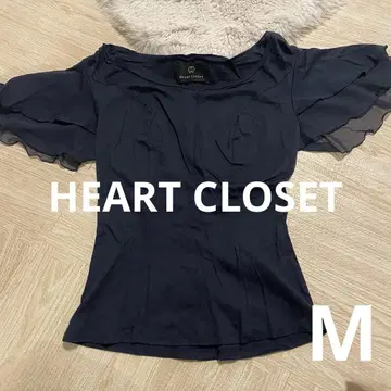HEART CLOSET 소매 프릴 반팔 티셔츠 네이비 M