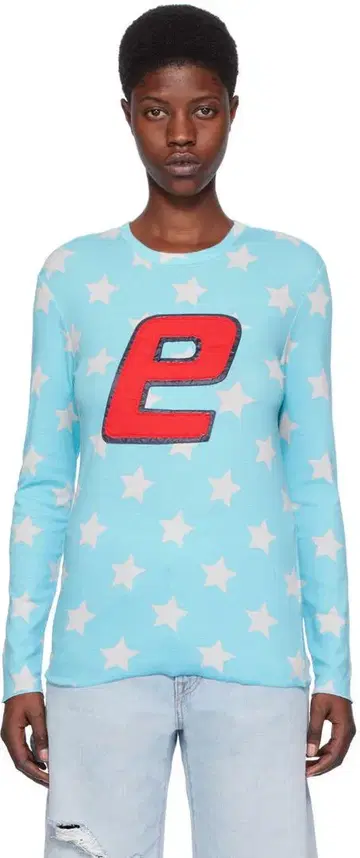 Blue Printed Long Sleeve T-Shirt ERL