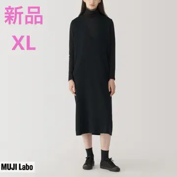 MUJI 무지 라보 더블 페이스 니트 원피스 여성 XL 블랙