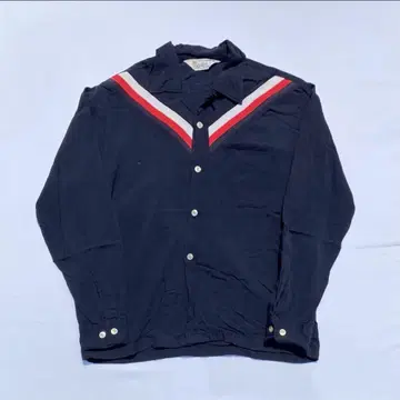 60s 반 코트 오픈 카라 셔츠 레이온 셔츠 오픈 카라