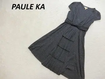 PAULE KA 폴카 플리츠 미 라인 원피스 그레이 36