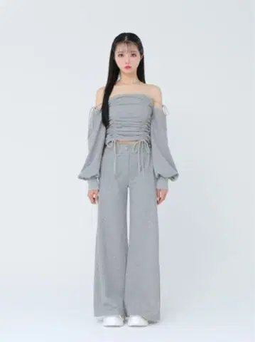 m me eme Bijou sweat wide pants gray