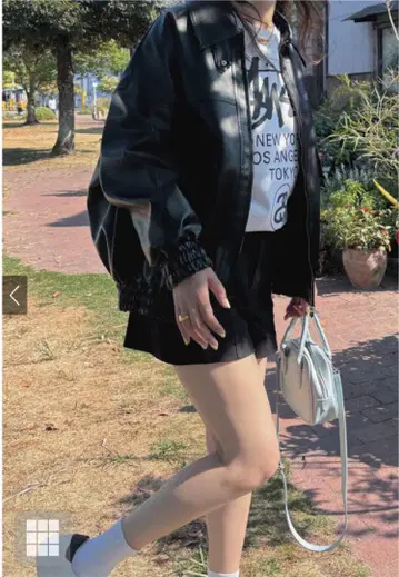 선착순 새상품 옷깃 2Way 오버 사이즈 가죽 블루종