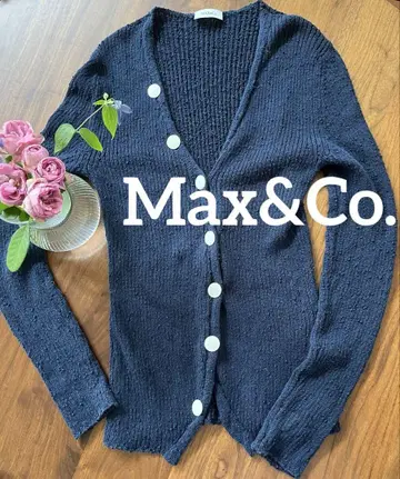 MAX&Co. 맥스앤코 네이비 가디건 메탈 화이트 버튼