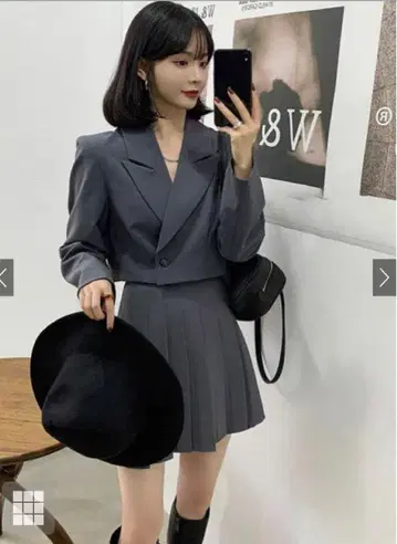 선착순 새상품 숏 기장 자켓 x 플리츠 미니 스커트 셋업