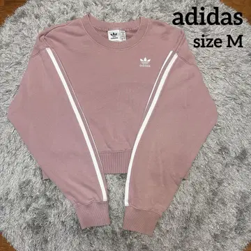 adidas 로고 자수 숏 기장 트레이닝복 맨투맨 삼선 라인 핑크 M