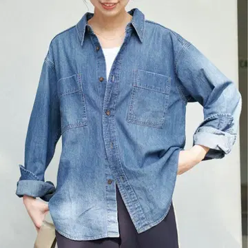 Spick & Span 라이트 온스 데님 셔츠 블루