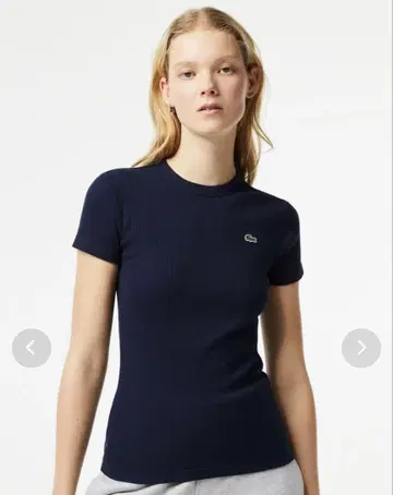 라코스테 LACOSTE 타이트핏 리브 니트 T셔츠 34