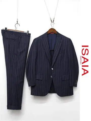 O348/ISAIA 이자이아 셋업 수트 스트라이프 48 L 네이비