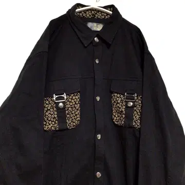 미야비유이 일본풍 패턴 커버올 긴팔 블랙 XL 빅 실루엣
