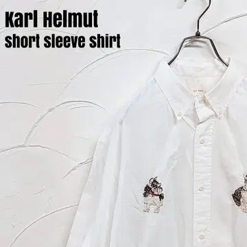 KARL HELMUT/칼 헬무트 반팔 자수 롱 기장 셔츠