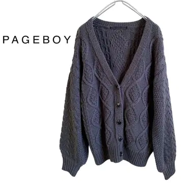 PAGEBOY 페이지 보이 케이블 V넥 가디건 그레이