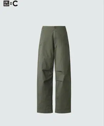 UNIQLO C 코튼 와이드 팬츠 64 올리브
