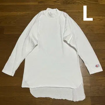 80년대 USA 챔피온 래글런 슬리브 롱T L 화이트 하이넥