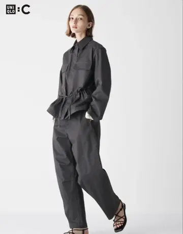 UNIQLO C 코튼 와이드 팬츠 64 다크 그레이