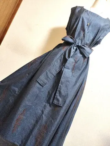 1741 기모노 리메이크 오시마 명주 A라인 롱 원피스