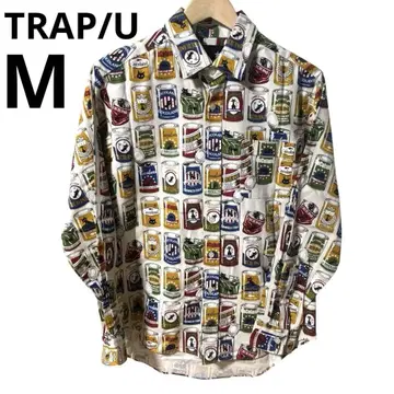 TRAP/U 트랩유 일본제 올 패턴 캔 고양이 패턴 긴팔 셔츠 M