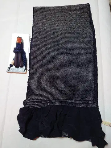 남자용 총시보리 순수 실크 헤코 오비 다크 네이비와 겉옷 끈