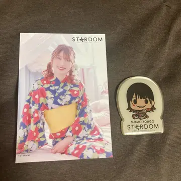 스타덤 유카타 브로마이드 & 핀 배지 코우고 모모 선수