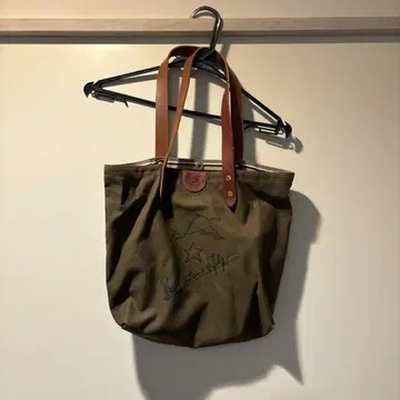 일비종떼 올리브색 토트백 캔버스 가죽