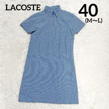 LACOSTE 깅엄 체크 반팔 셔츠 원피스 40 축구 원단