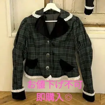 즉시 구매 아이노 에리 지그 슬리브 벨로아 배색 체크 무늬 자켓