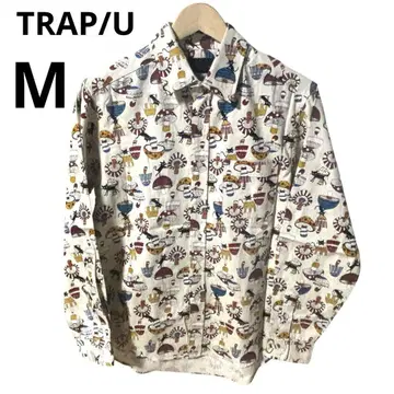 TRAP/U 트랩유 일본제 올 패턴 버섯 고양이 패턴 긴팔 셔츠 M