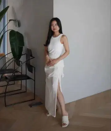 새상품 SeaRoomlynn TUCK 슬릿 롱 스커트 화이트 M