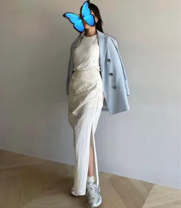 새상품 SeaRoomlynn TUCK 슬릿 롱 스커트 화이트 M