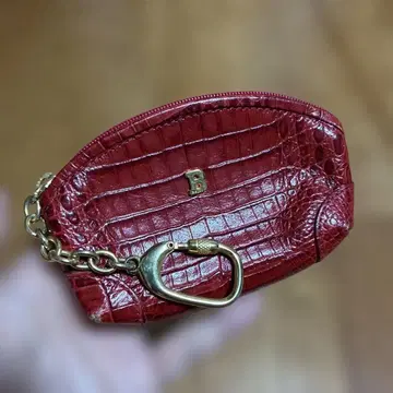 BALLY 빨간색 크로커다일풍 코인 케이스
