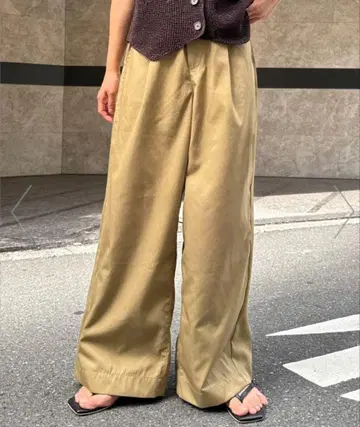 차오패닉 티피 베이지 부드러운 이지 팬츠 와이드 팬츠