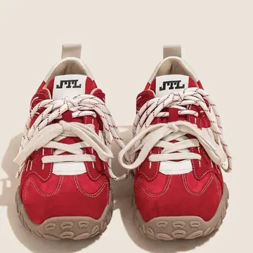 레드 스웨이드 로우컷 스니커즈