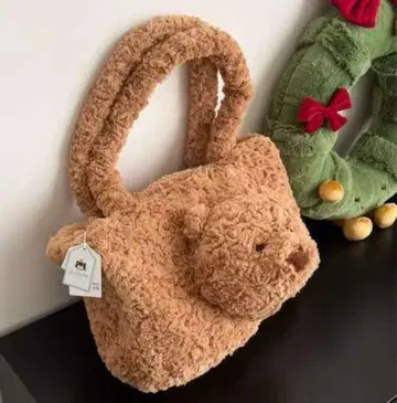 jellycat 퍼 곰 얼굴 토트백