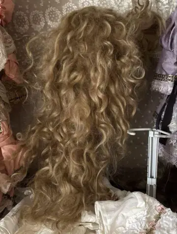 비스크 인형 앤티크 모헤어 가발 롱