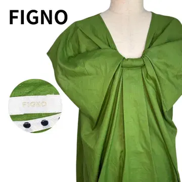 FIGNO 프렌치 슬리브 컨디션 최상 상의 리본 린넨 35% 40 그린