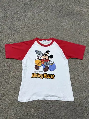 80s 일본제 TDL 개업 당일 미키 래글런 T셔츠 빈티지 레어