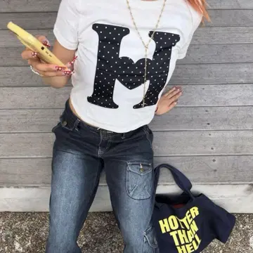 HTH H dot Assortment cropped Tee
