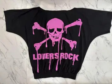 슈퍼 LOVER'S ROCK 핑크 스컬 T셔츠 블랙