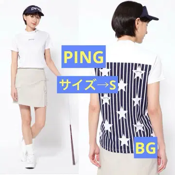 [ PING 핑 ] 플러스리치 DRY&UV 백프린트 반팔 하이넥 셔츠 S