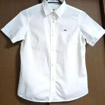 LACOSTE 라코스테 반팔 버튼 다운 셔츠 40 화이트 화이트 셔츠