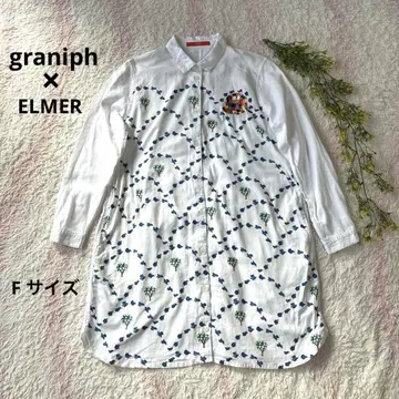 graniph x ELMER 콜라보 자수 셔츠 원피스 F 사이즈