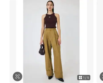 카키 하이웨스트 와이드 팬츠