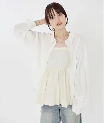 mystic 레이어드 스트라이프 드로스트 셔츠
