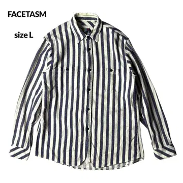 FACETASM 파세타즘 긴팔 셔츠 화이트 파랑 스트라이프 상의