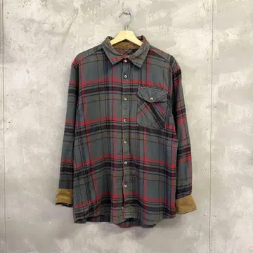 CQR 체크 셔츠 코듀로이 소매