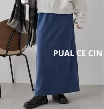 새상품급 PUAL CE CIN 퓨어세신 스트레치 코르듀로이 스커트 블루