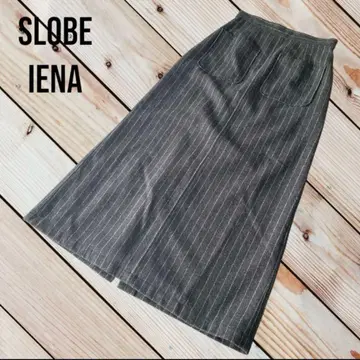 SLOBE IENA 슬로브 이에나 울 그레이 스트라이프 스커트 36