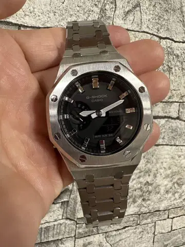 카시오 GA2100 G-SHOCK 커스텀 실버 메탈 인덱스 메탈